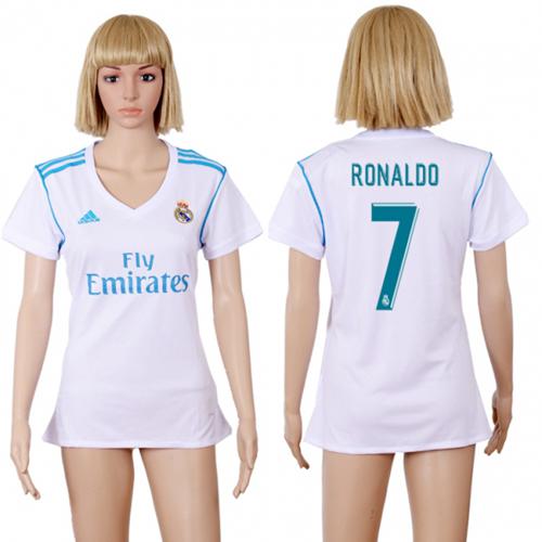 Women's Real Madrid #7 Ronaldo Home Soccer Club Jersey - Click Image to Close